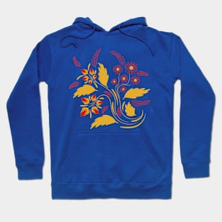 Folk floral art print . Flowers abstract art , poster. Hoodie